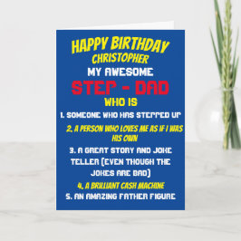 Blaue Typografie Mein Stepdad zitiert Geburtstag Karte