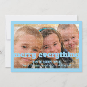 Blaue Typografie Merit alles Foto-Karte Feiertagskarte