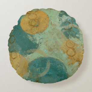 Blaue u. gelbe Kreise Rundes Kissen