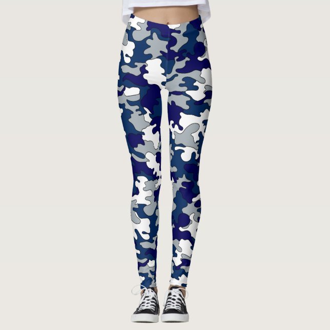 Blaue u. graue Camouflage-Leggings Leggings (Vorderseite)