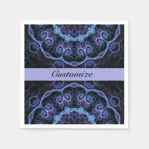 Blaue u. rosa BlumenFraktal-Muster-Servietten 2 Serviette