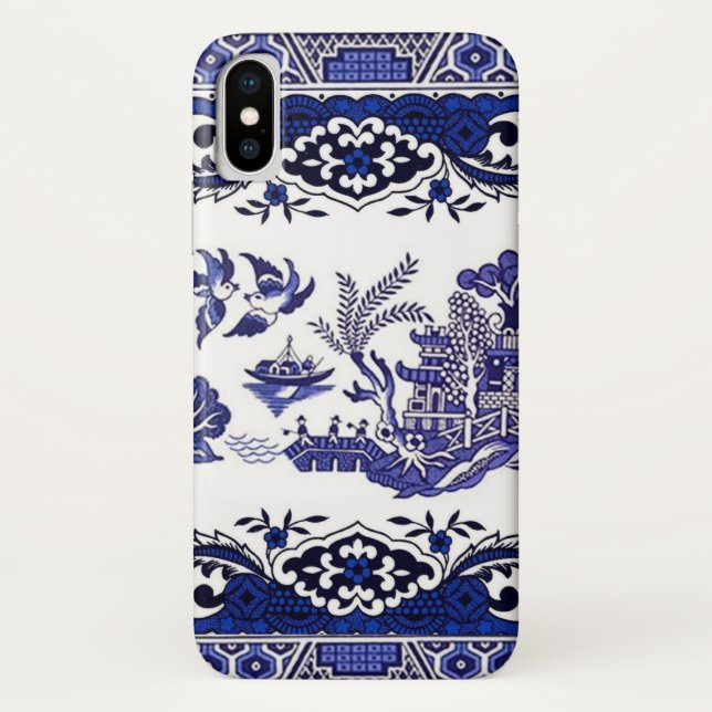 Blaue u. weiße China-blauer Weide-Entwurf Case-Mate iPhone Hülle (Rückseite)
