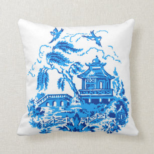 Blaue u. weiße China-blauer Weide-Entwurf Kissen
