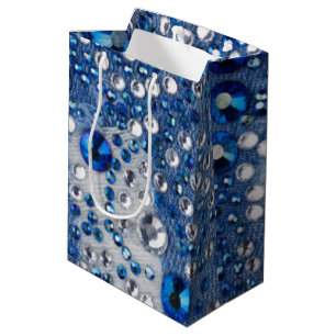 Blaue u. weiße Diamant-blauer Jean-Muster-Entwurf Mittlere Geschenktüte