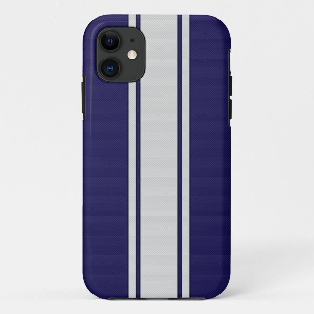 Blaue u. weiße Kohlenstoff-Faser Stripes iPhone 5 Case-Mate iPhone Hülle (Rückseite)