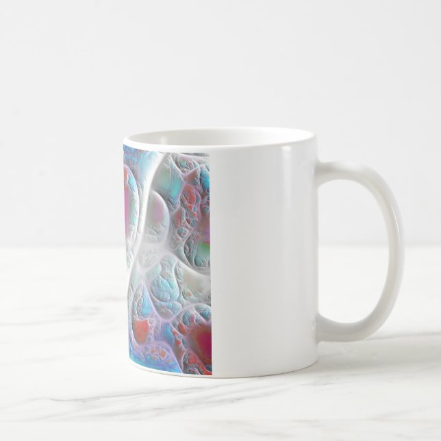 Blaue u. weiße Steppdecke - Magenta-u. Aqua-Freude Tasse (Rechts)