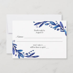 Blaue uAwg. Navy-Antwortkarte. Winterhochzeit RSVP Karte