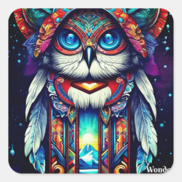 Blaue Uhu Quadratischer Aufkleber
