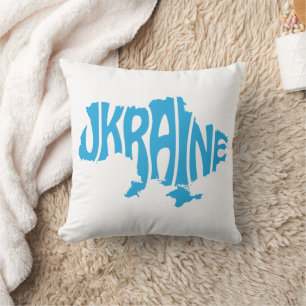 Blaue Ukrainische Karte mit Inschrift Ukraine Kissen