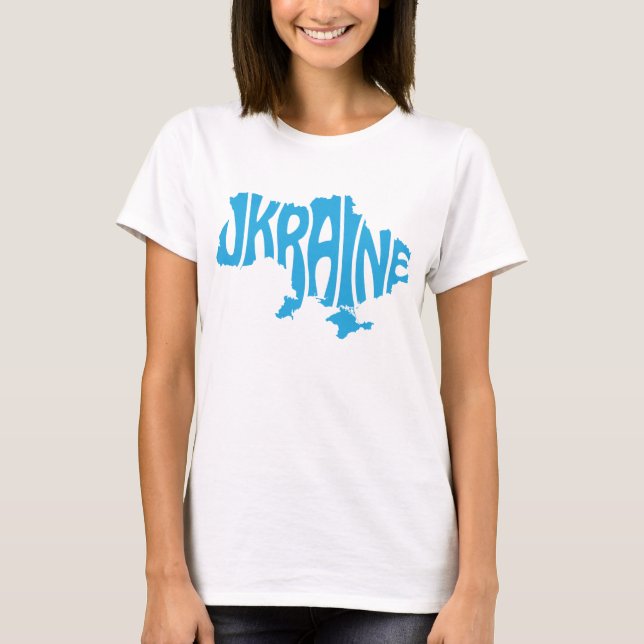 Blaue Ukrainische Karte mit Inschrift Ukraine T-Shirt (Vorderseite)