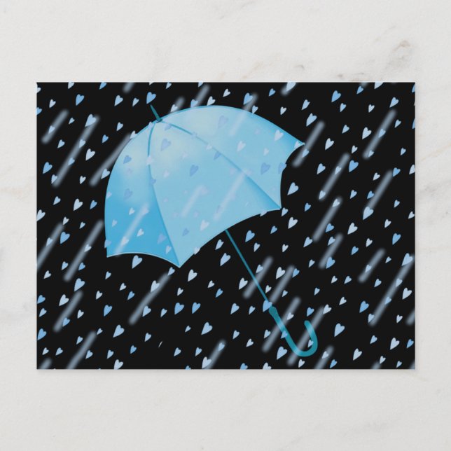 BLAUE UMBRELLA DUSCHEN AUS LIEBE VON SHARON SHARPE POSTKARTE (Vorderseite)