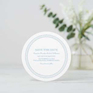 Blaue umkreiste runde Save-the-Date-Einladung Einladung
