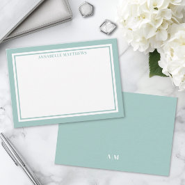 Blaue Umrandung Minimalistischer Namensmonogramm Mitteilungskarte