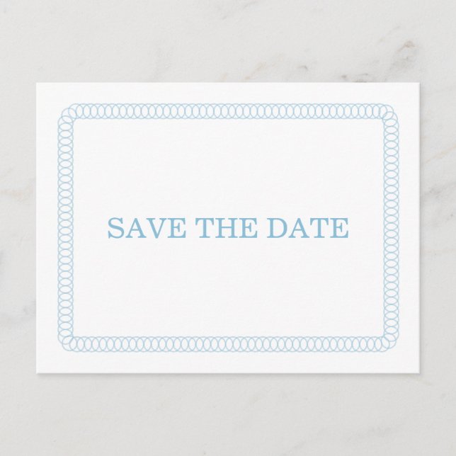 Blaue umrundete Save the Date Postkarte (Vorderseite)