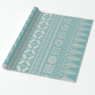 blaue und angemessene Insel-Stricksahnestrickjacke Geschenkpapier