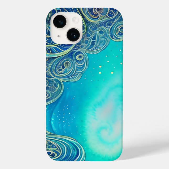 Blaue und Aquamarine Abstrakte Kunst Case-Mate iPhone Hülle (Rückseite)