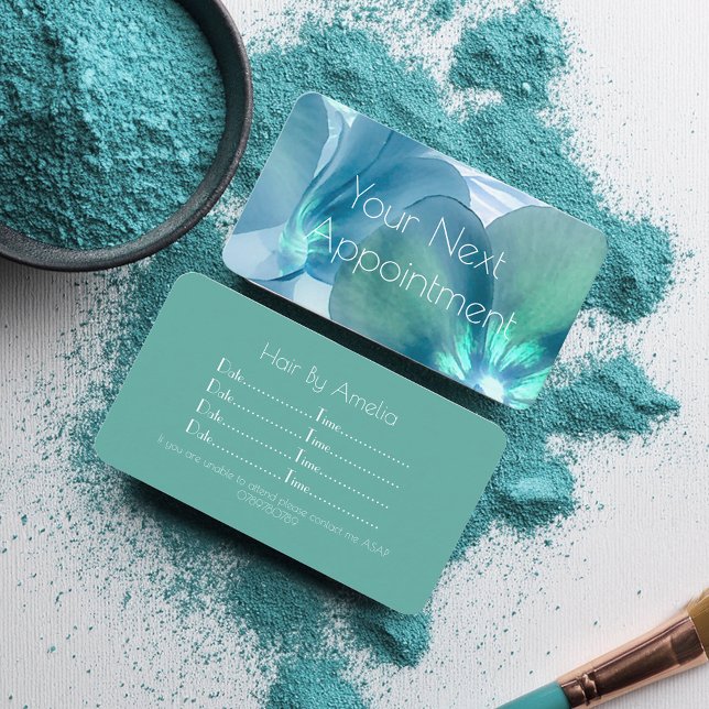 Blaue und Aquamarine Blumenkarte Visitenkarte (Von Creator hochgeladen)