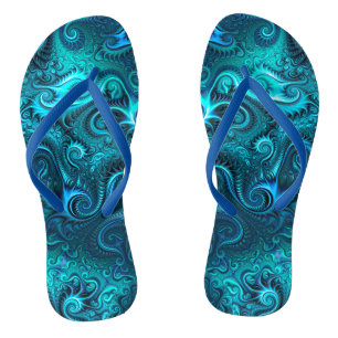 Blaue und Aquamarine Kraken Tentakles Spiralmuster Flip Flops