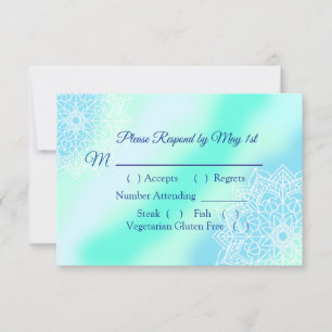 Blaue und Aquamarine Mandala Elegante Wedding RSVP