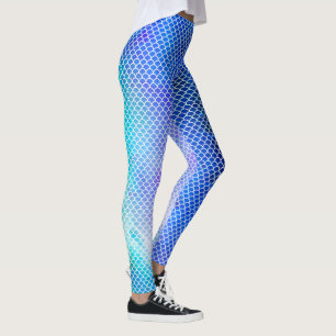 Blaue und Aquamarine Meerjungfrau Leggings