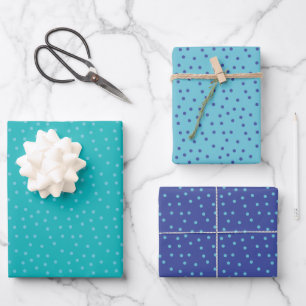 Blaue und Aquamarine Punkte Gemustert Geschenkpapier Set
