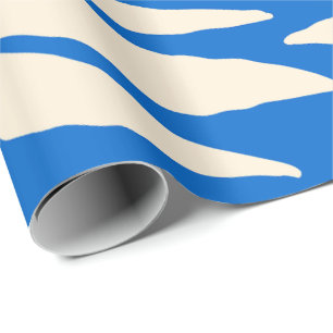 Blaue und beige abstrakte Blumen-Wraparound-Tasse Geschenkpapier