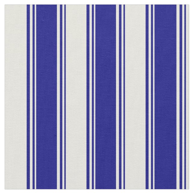 Blaue und beige Streifen Stoff (Nahaufnahme)