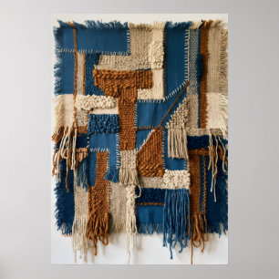 Blaue und beige Textur-Muster Poster