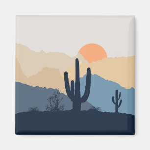 Blaue und beige Wüste Magnet