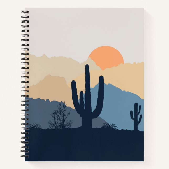 Blaue und beige Wüste Notizbuch (Vorderseite)