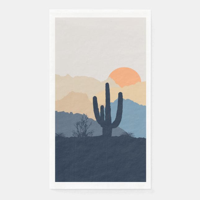 Blaue und beige Wüste Serviette (Vorderseite)