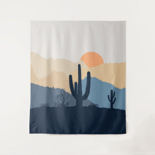 Blaue und beige Wüste Wandteppich