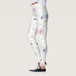 Blaue und blassrosa Blumen Leggings