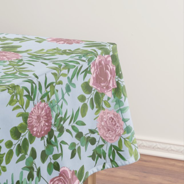 Blaue und blassrosafarbene Rose Blumenzwiebeln Tischdecke (Beispiel)