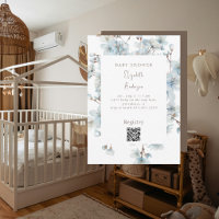 Blaue und braune Blumen-Baby-Party