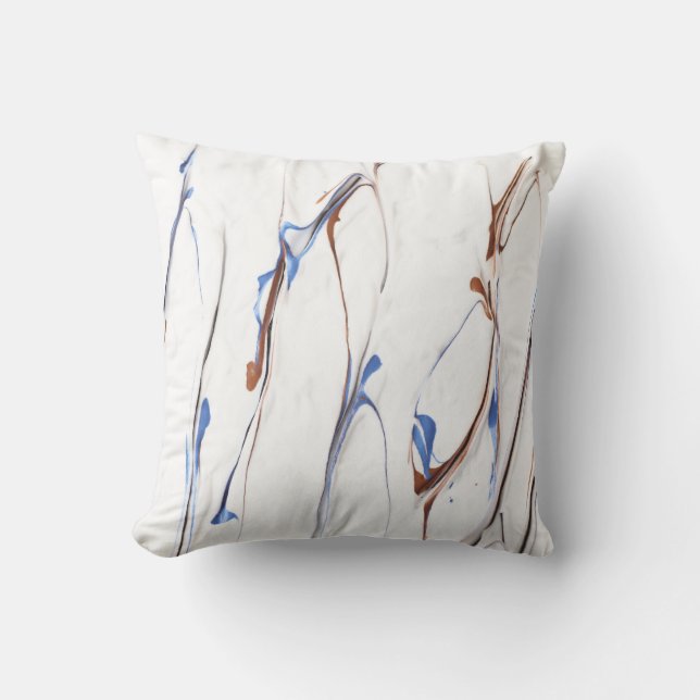 Blaue und braune Farbenstreifen Kissen (Vorderseite)