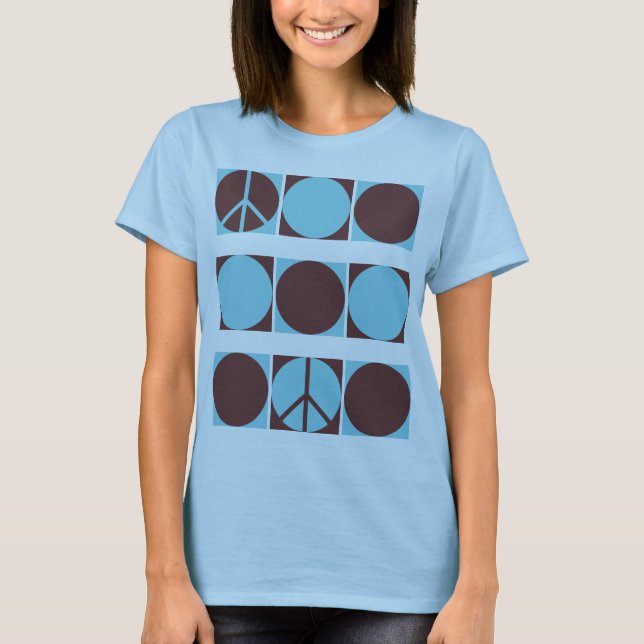 Blaue und braune Friedenspunkte T-Shirt (Vorderseite)