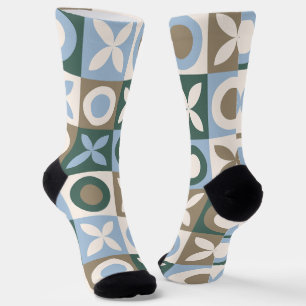 Blaue und braune geometrische Fliesenmosaikmuster Socken