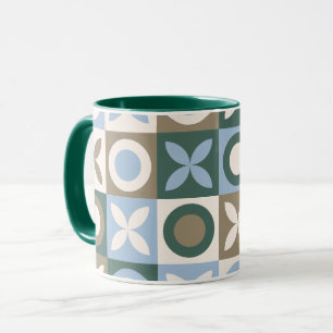 Blaue und braune geometrische Fliesenmosaikmuster Tasse