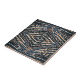Blaue und braune Holzbalken Foto Perspektive Muste Fliese