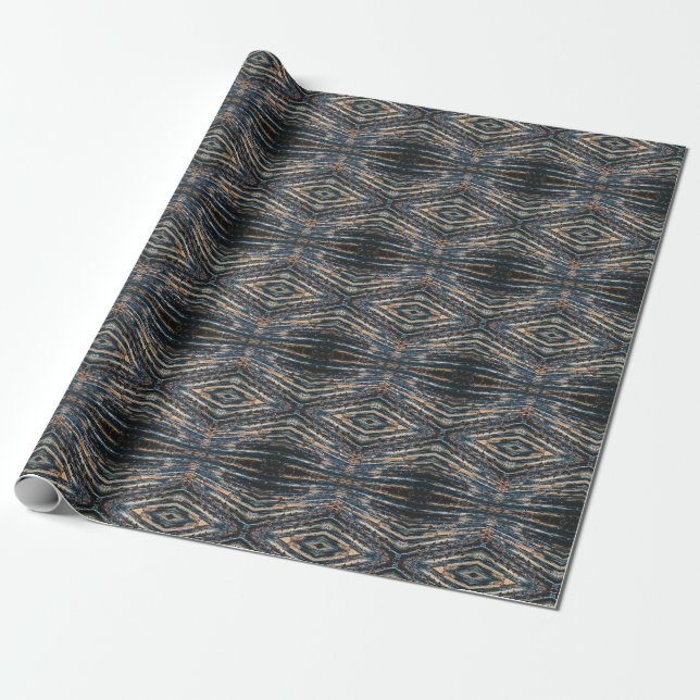 Blaue und braune Holzbalken Foto Perspektive Muste Geschenkpapier (Ungerollt)