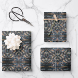 Blaue und braune Holzbalken Foto Perspektive Muste Geschenkpapier Set