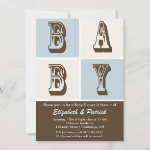 Blaue und braune It's a Boy Babyparty-Einladung Einladung