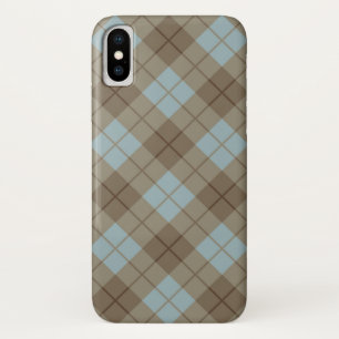 Blaue und braune karierte Struktur Case-Mate iPhone Hülle