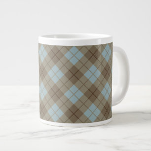 Blaue und braune karierte Struktur Jumbo-Tasse