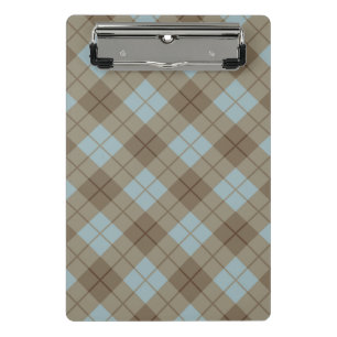 Blaue und braune karierte Struktur Mini Klemmbrett