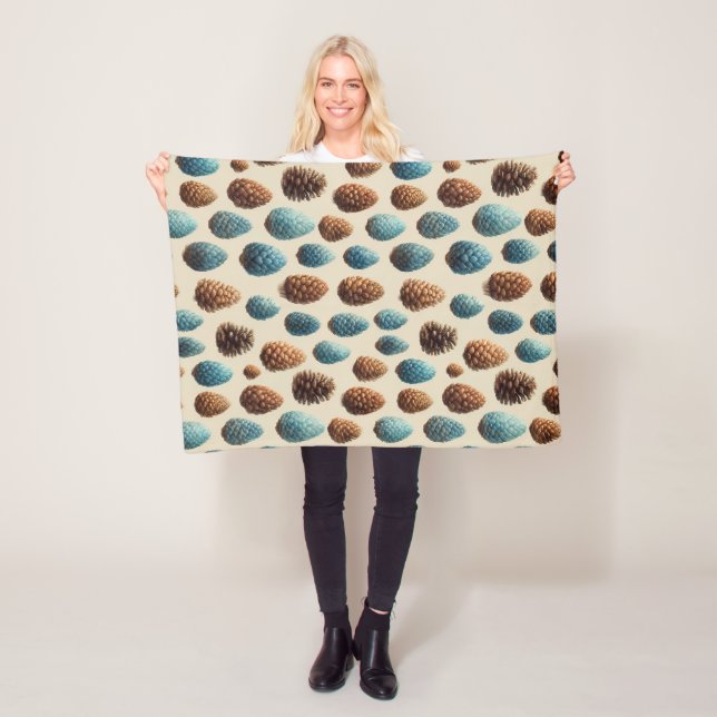 Blaue und braune Pinecone Wintermuster Fleecedecke (Beispiel)