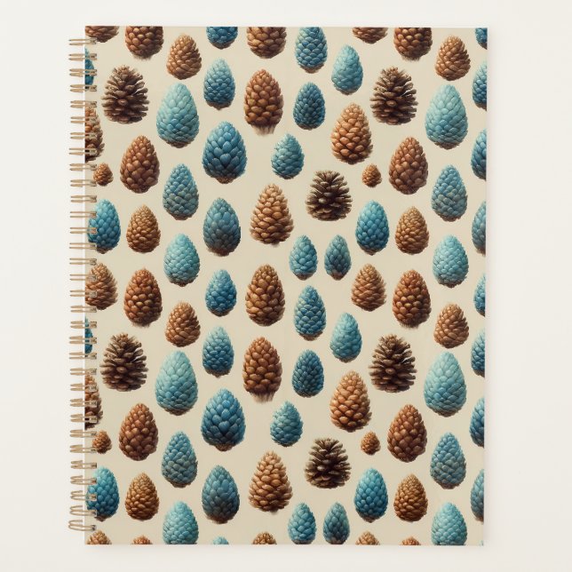 Blaue und braune Pinecone Wintermuster Planer (Vorderseite)