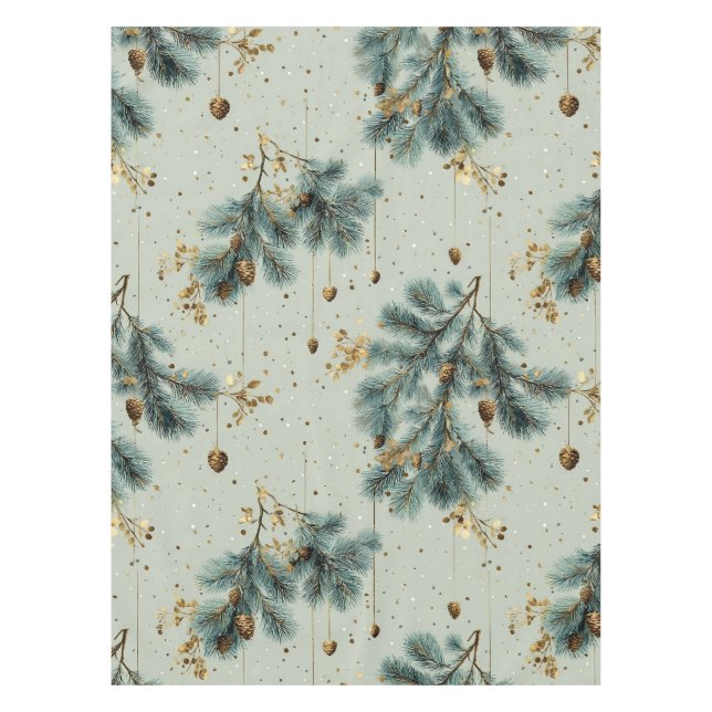 Blaue und braune Pinecone Wintermuster Tischdecke (Vorderseite)