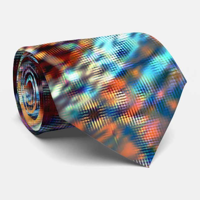 Blaue und braune Schlaganfälle rustikal in seidig  Krawatte (Gerollt)